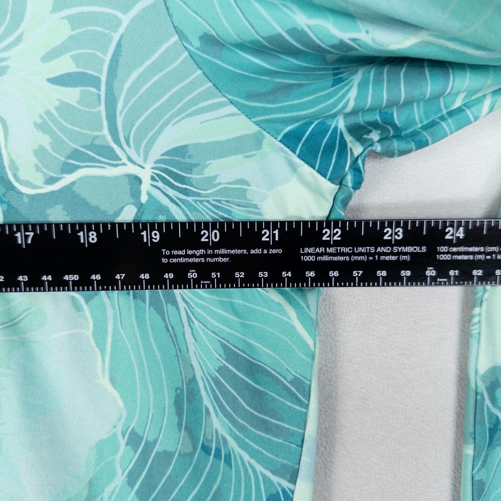 Realtree Fishing Top Womens XL Teal Aqua Floral Hooded Sun Shirt Performance - Picture 5 of 7